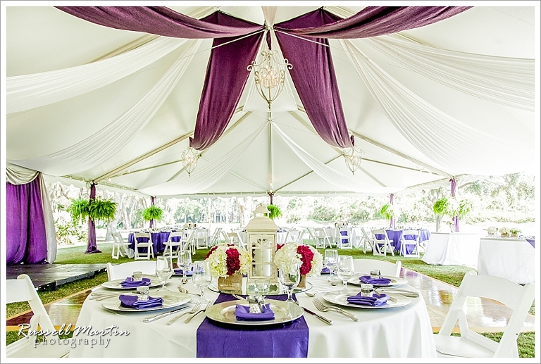 Tent reception, Purple, reception decor, Reception, Haile Plantation Golf and Country Club, Gainesville Wedding Photographer