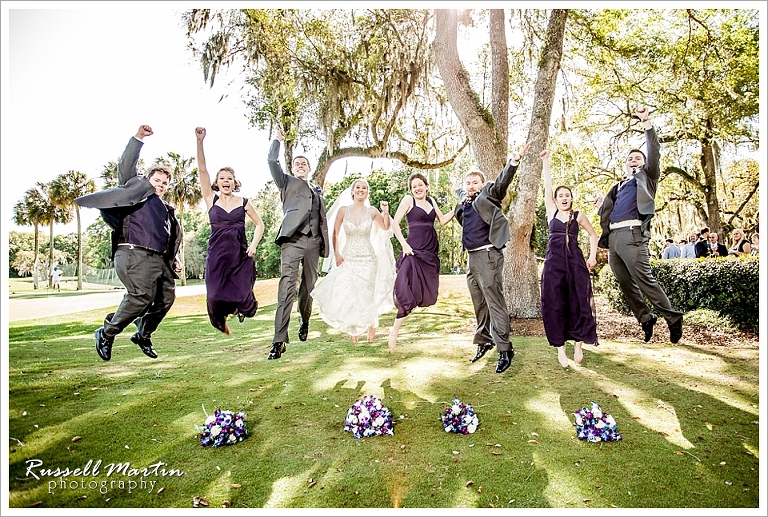 Haile Plantation, Queen of Peace, Wedding, jumping, jump, bridal party