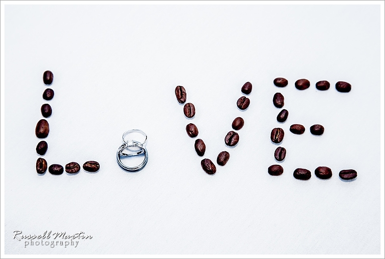 Haile Plantation, Queen of Peace, Wedding, rings, coffee beans